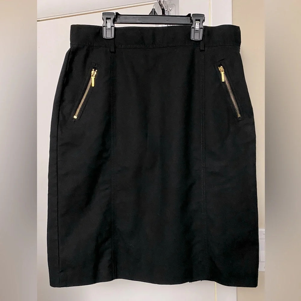 Lauren Ralph Lauren Black Gold Zipper Pencil Skirt Size 12
